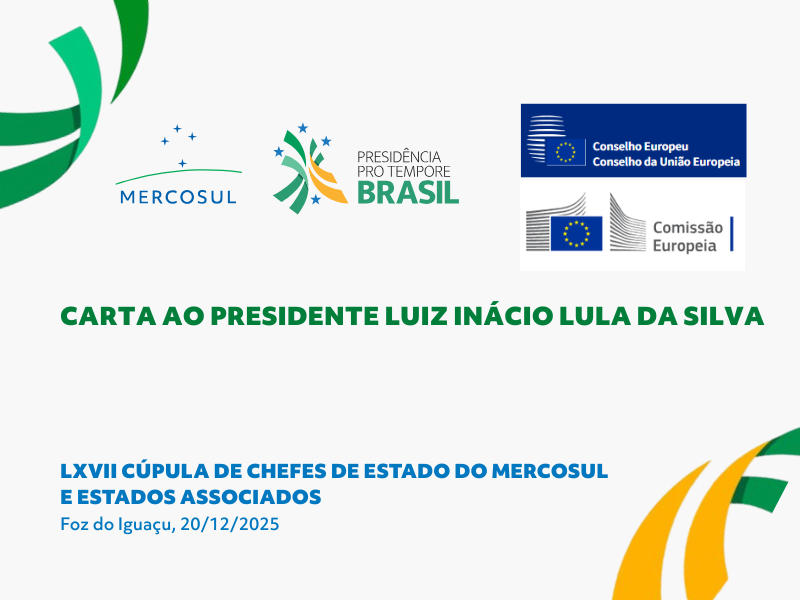 mercosur's tweet image. [PT] 📑 A União Europeia reafirma seu compromisso com a assinatura do Acordo de Associação MERCOSUL-União Europeia como um passo fundamental para fortalecer os laços políticos, econômicos e estratégicos entre ambas as regiões. Leia a carta enviada ao Presidente do Brasil, Luiz…