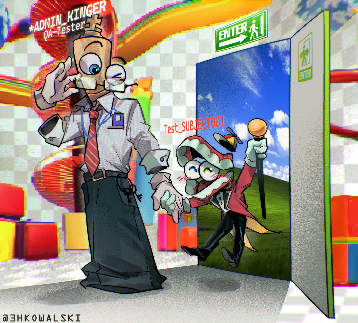 3HKowalski's tweet image. ✨Father &amp;amp; Son bonding time! I guess
#tadc #TheAmazingDigitalCircus #Caine #kinger 
HC from the theory that Kinger is one of the QA Tester/Dev of Caine