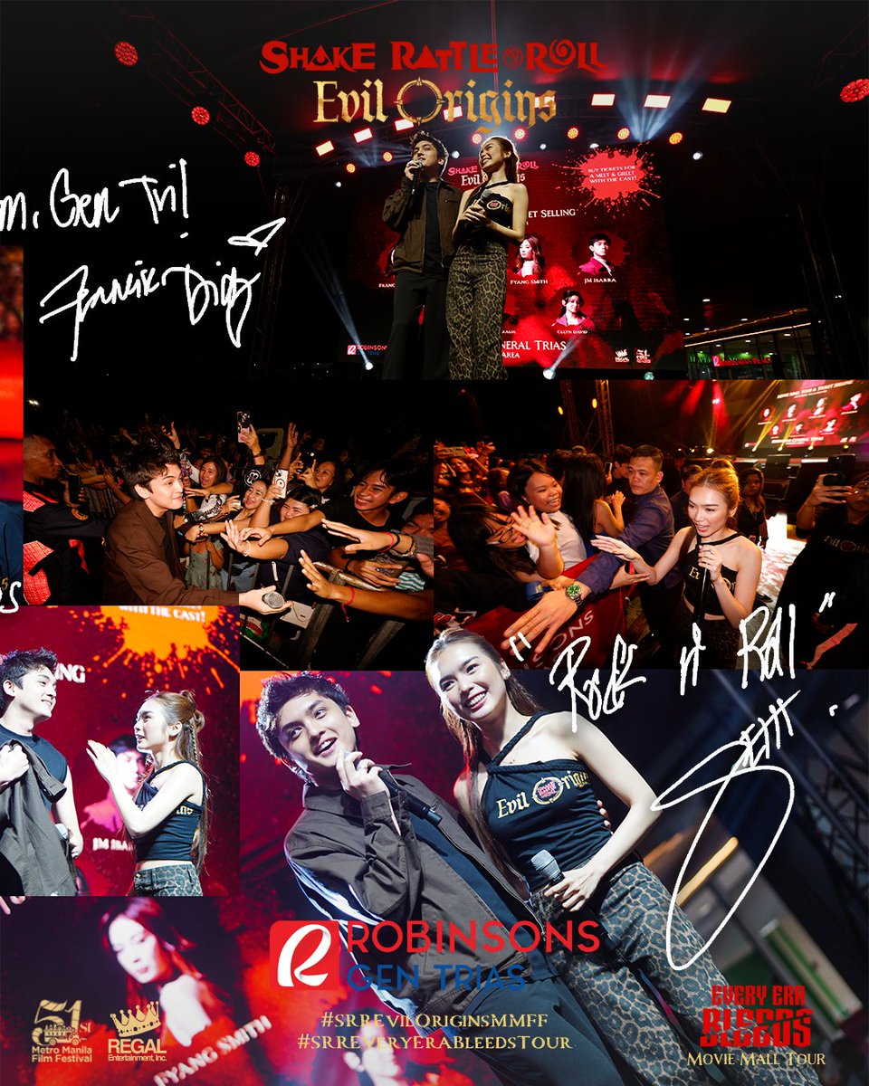 RegalFilms's tweet image. RAMDAM NA RAMDAM NAMIN ANG INYONG MGA SIGAW, ROBINSONS GENERAL TRIAS!!! 🔥😱Salamat sa walang patid na tili—mas lalong nagising ang evil.
#SRREvilOrigins, directed by Shugo Praico, Joey De Guzman, and Ian Loreños.

#SRREvilOriginsMMFF #MMFF51 #MMFF2025 #FilipinoHorror