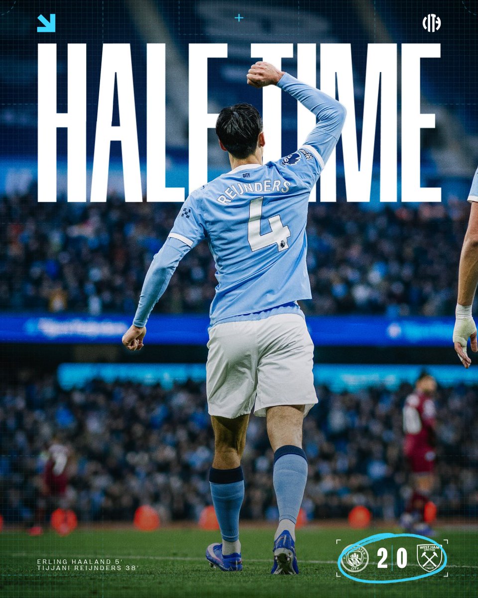 ManCity's tweet image. Two up after 45 🙌

🩵 2-0 ⚒️
