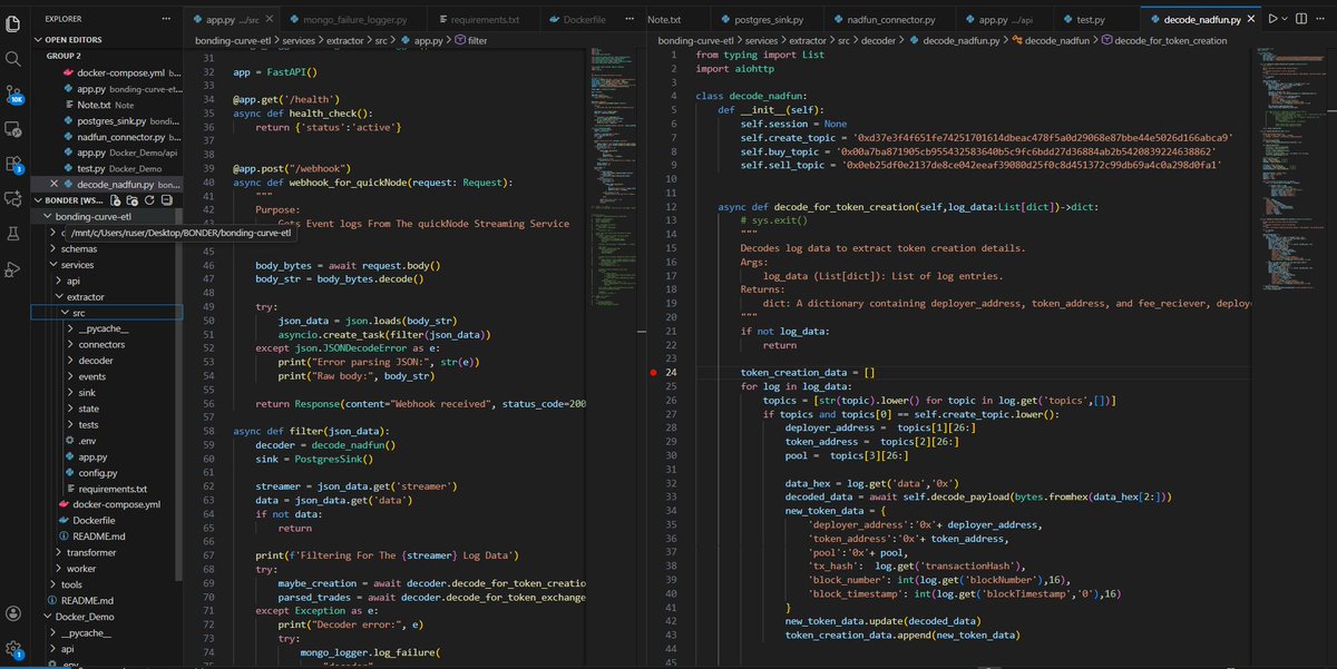 Freemandayly's tweet image. Building an ETL pipeline for on-chain data is a foundational skill in data engineering.

Here, I'm ingesting token data from @naddotfun
covering both token creation events and trading activity into a PostgreSQL database.

Ps:  @QuickNode streaming service makes work easier