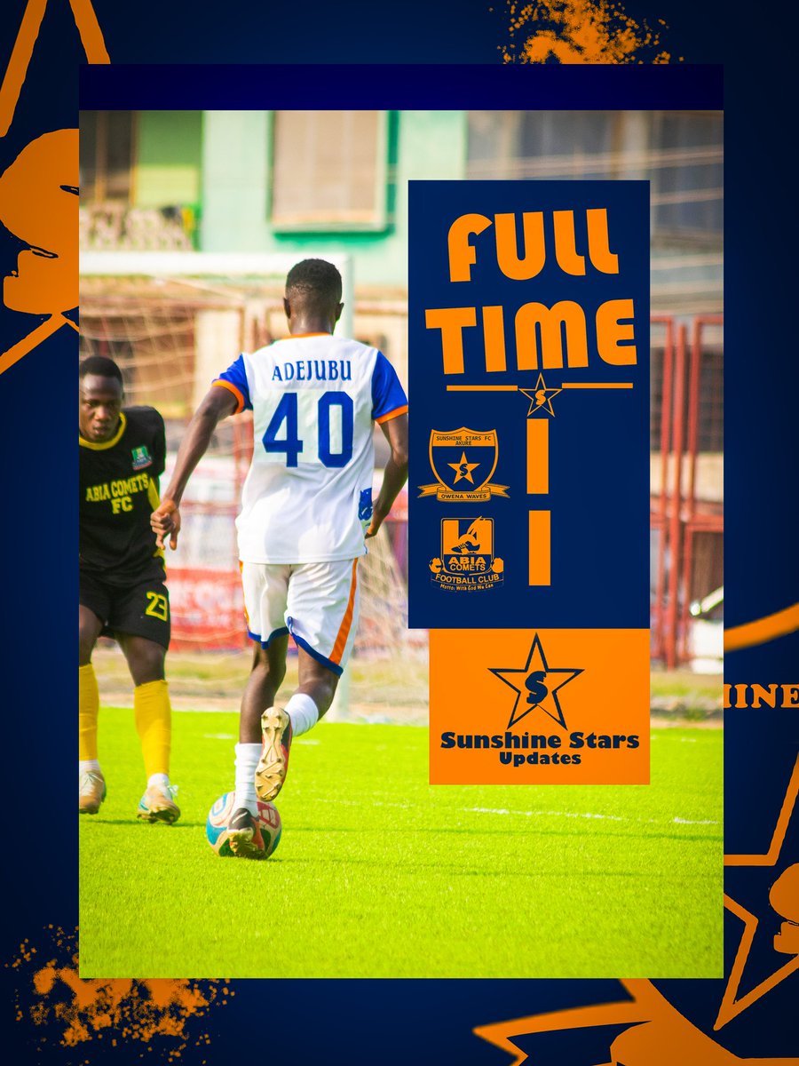 ssstarsupdates's tweet photo. Full-time
Sunshine Stars FC 1 π Abia Comets FC 1
#NNL26 #sunshinestars #SunshineStarsUpdates https://t.co/3yOw2Qyo4M