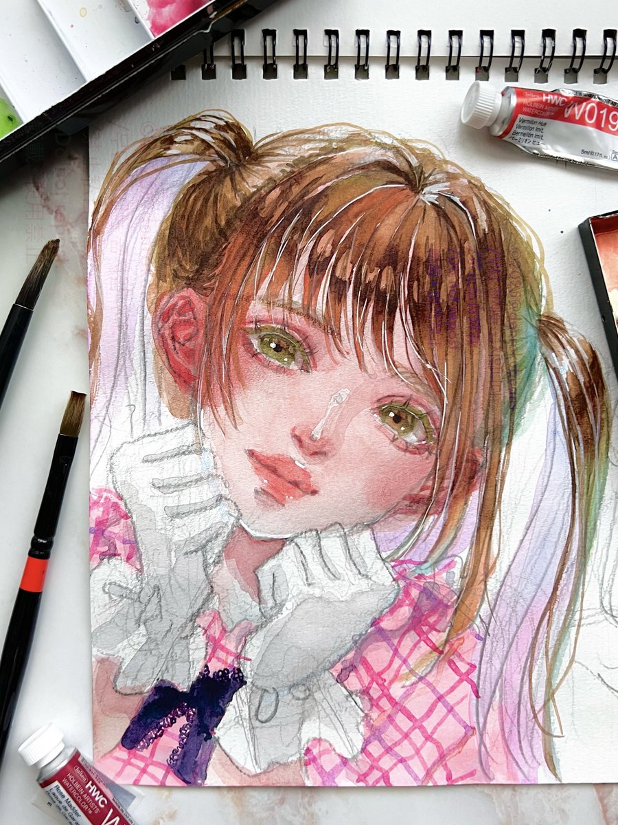 🎉完成‼️✨ 「きゅん❣️」 アナログ透明水彩