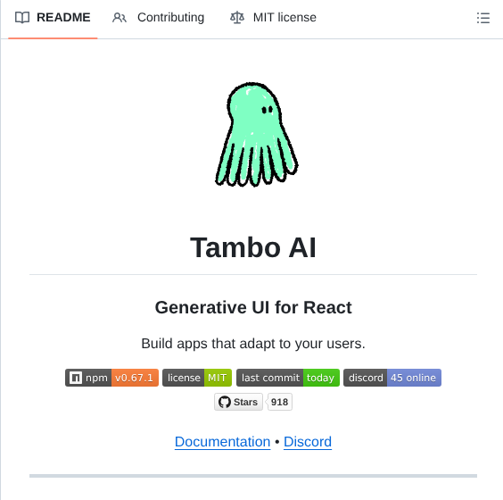 tom_doerr's tweet photo. Generative UI SDK for React

https://t.co/FB3Zw36xYK https://t.co/L6sVz45dTD
