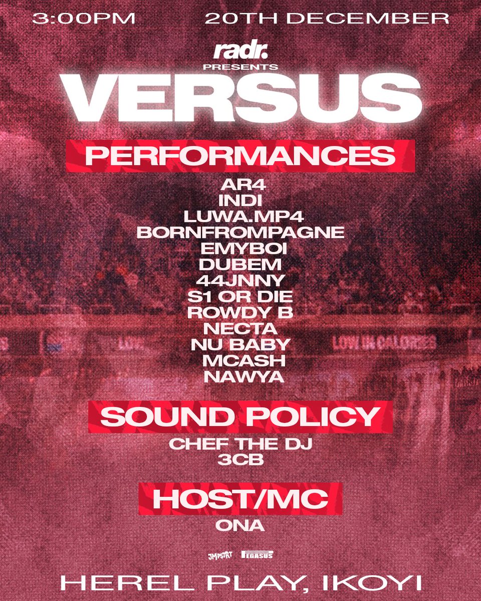 SEE YU AT VERSUS TODAY !!!  

Ticket link -  events.labeld.app/radr-versus