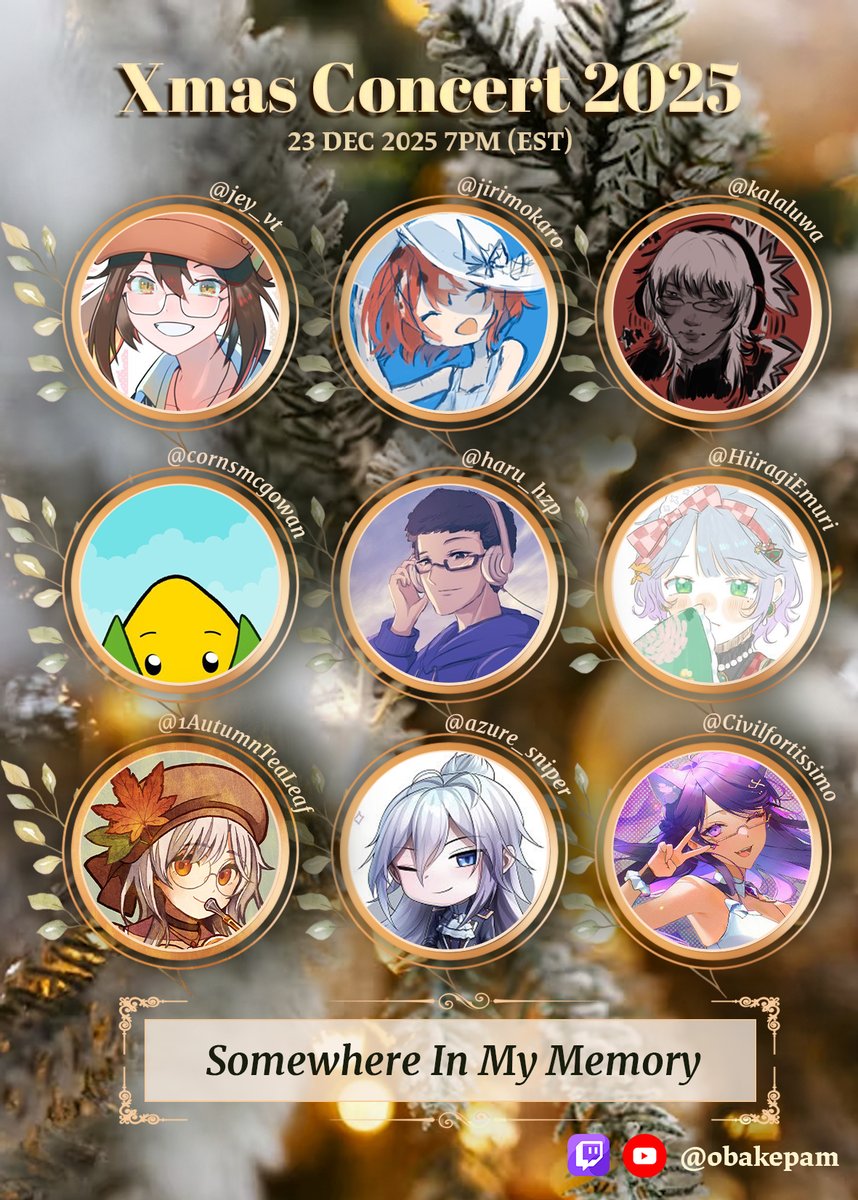 obakepam's tweet image. ‼️CONCERT ANNOUNCEMENT‼️

This is one of my all-time favorite orchestral Christmas songs!!! I'll be performing Somewhere in my Memory from Home Alone with @suhaicorallae @yoonamii_ @ZhilingVT @RinaLunette @roseychuu @sagikiihori @kobubeats @MiannMusic @naenavsinger @jey_vt…