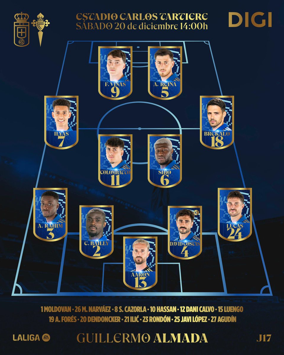 RealOviedo's tweet image. ⚔️ Nuestro 1️⃣1️⃣ para el partido de hoy ante el @RCCelta ⚽️

#RealOviedoCelta 
#VamosOviedo 🔵⚪️
#DíadePartido