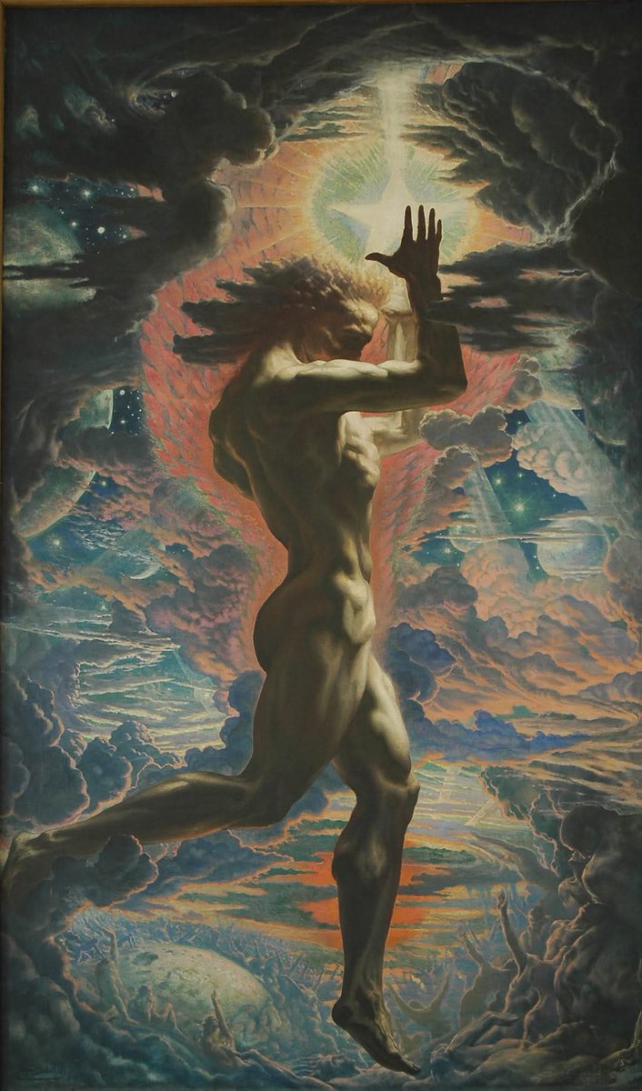 oscillate23's tweet photo. Prometheus ~ Jean Delville, 1907. https://t.co/1Jjubiergg