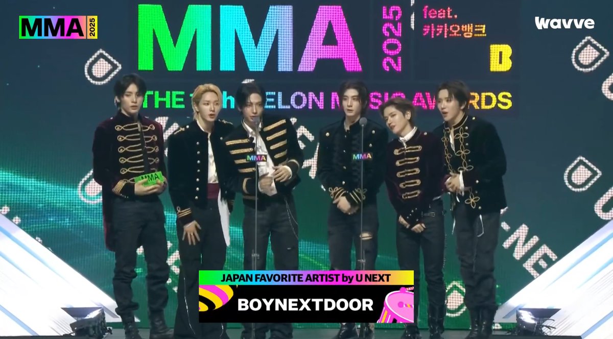 🏆 BOYNEXTDOOR가 2025 MMA에서 <JAPAN FAVORITE ARTIST by U NEXT> 를 수상하였습니다!

BOYNEXTDOOR의 JAPAN FAVORITE ARTIST 수상을 축하합니다 🎉 

#보이넥스트도어_재팬페이보릿아티스트_수상축하해
#BOYNEXTDOOR_JAPANFAVORITEARTIST