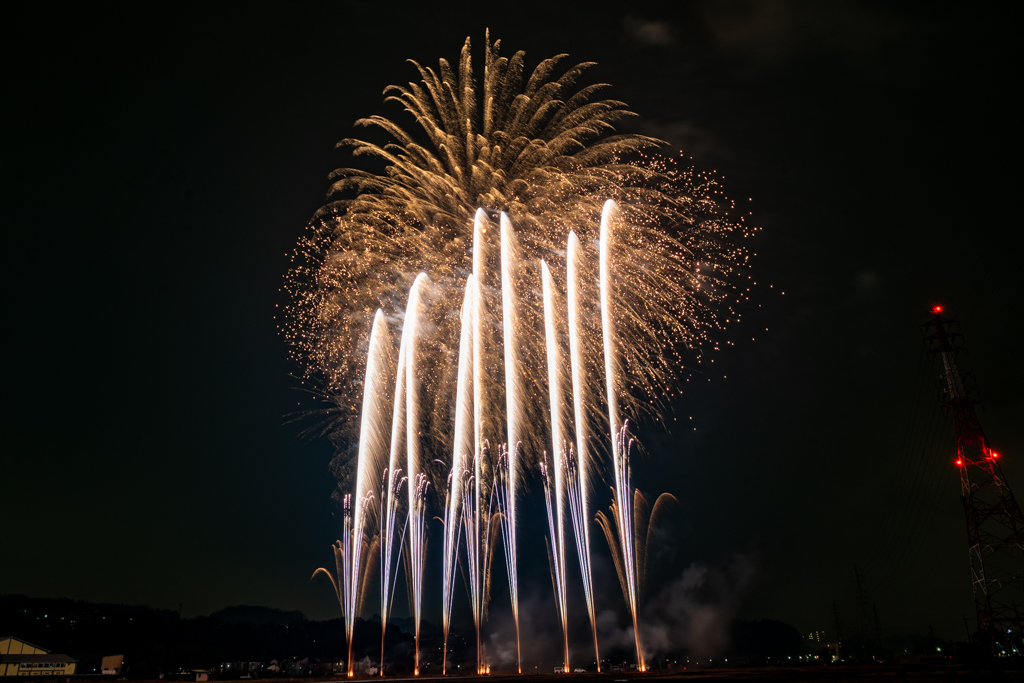 ZAMA made 田んぼ de X'MAS
今晩、座間市で綺麗な花火が打ちあがりました🎆響屋大曲煙火さん、ありがとうございました！
#花火 
#響屋大曲煙火