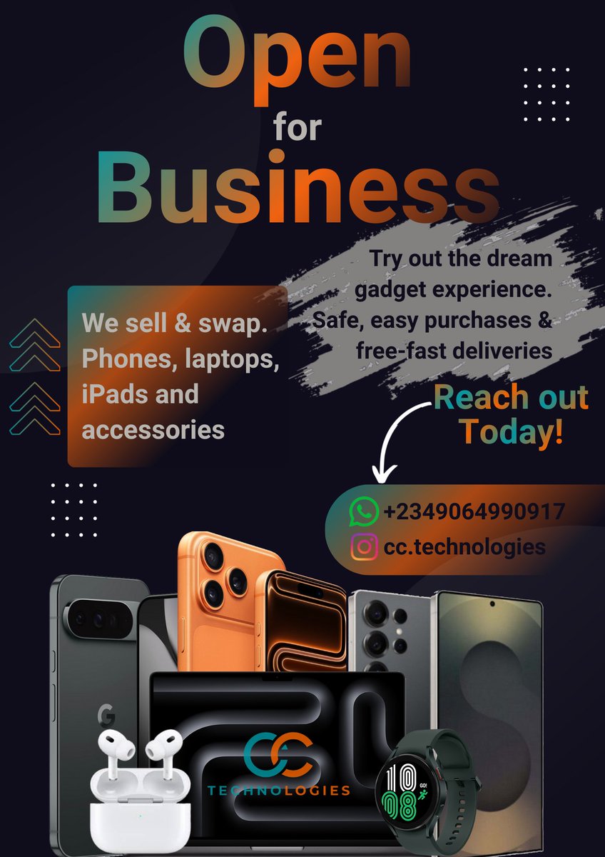 TechnologiesCC's tweet photo. Location isn't a problem, we'll reach you anywhere free of charge. Click the link let's talk upgrades "gadgets purchases made more affordable and easier with cc technologies" https://t.co/4Ooev4IIdq