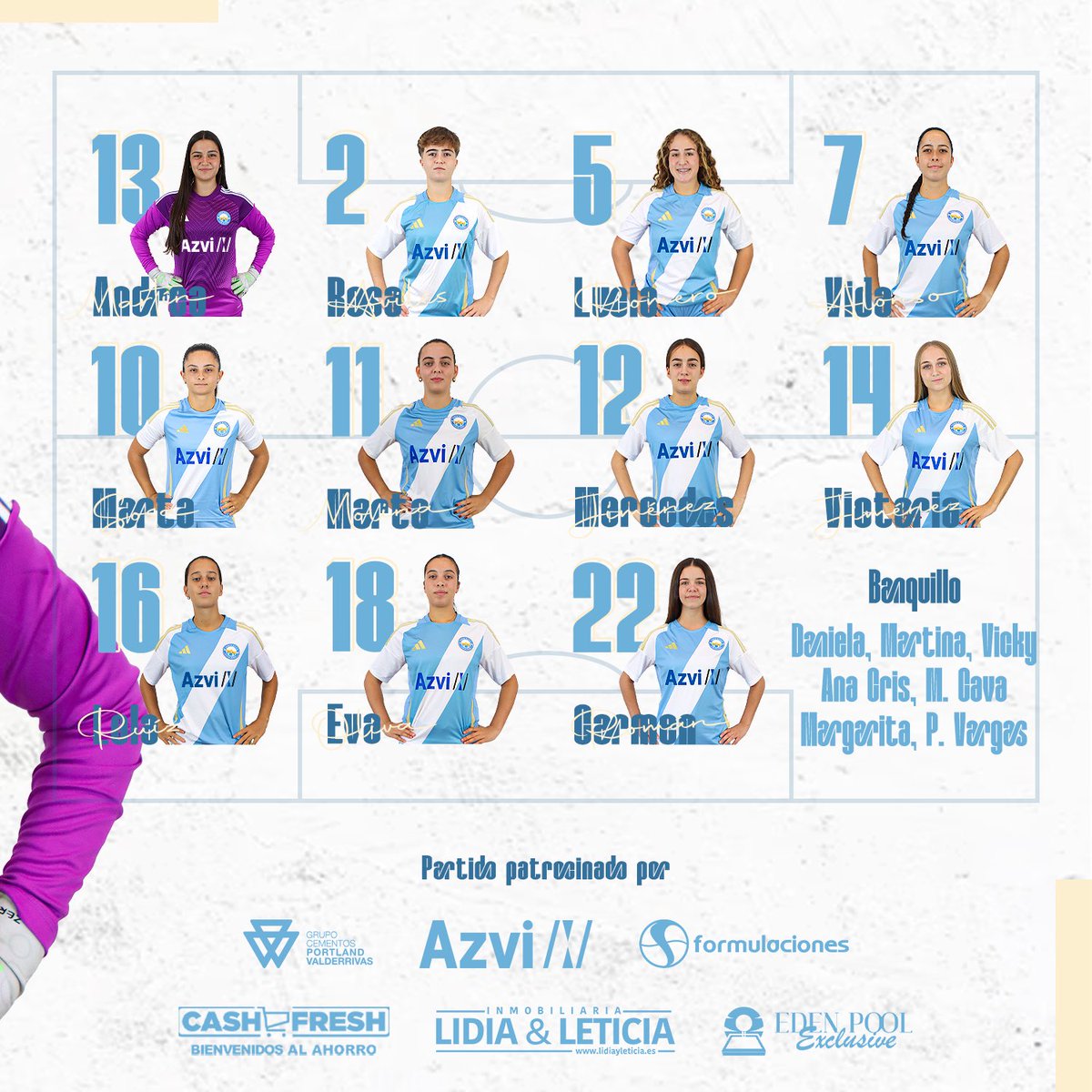 1️⃣1️⃣ ¡Alineación del Azvi #CiudadAlcaláCF Juvenil! 🧐

#AlcaládeGuadaíra #FutFem 🩵🤍🩵