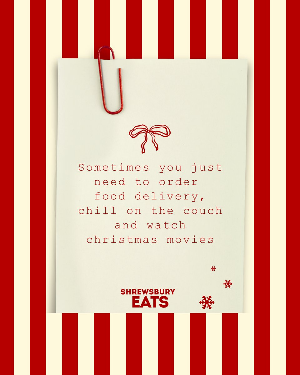Sometimes the best weekend plans are no plans 🎄✨ Order in, get comfy, and let the Christmas movies roll 🍕☕🎬 

#ShrewsburyEats #CosyVibes #HolidayMood #FoodDeliveryAndChill #ChristmasFood  #FestiveFeast  #ChristmasTreats #FestiveFood #FoodDelivery #FestiveSnacks