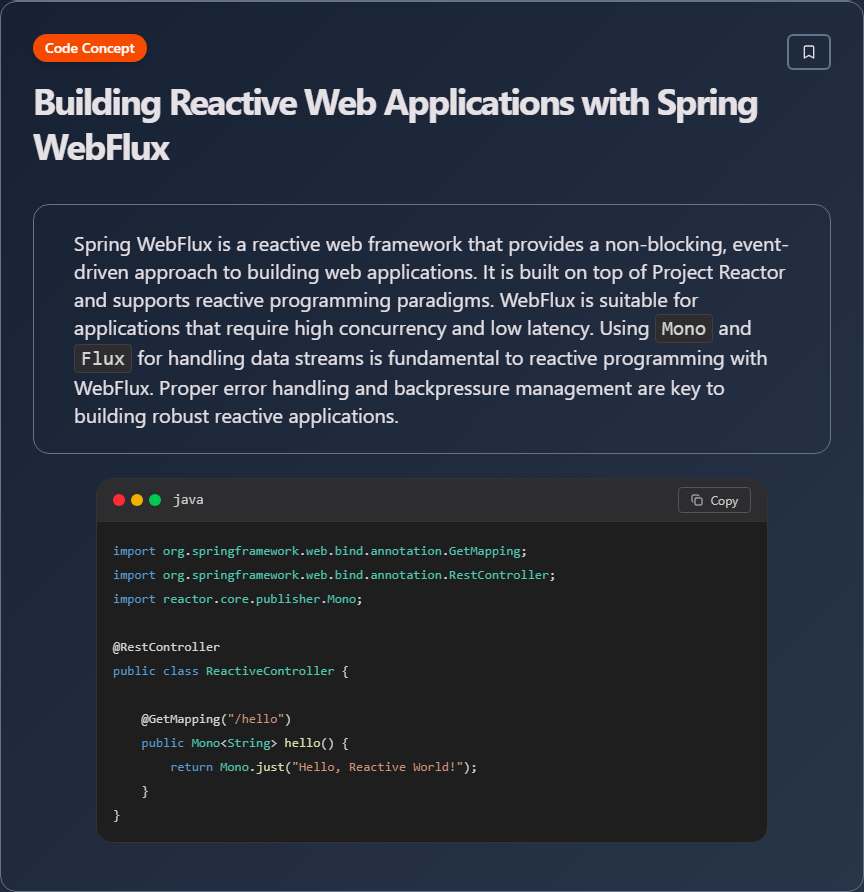 techielearns's tweet image. ✨ Building Reactive Web Applications with Spring WebFlux (Java)

Learn more on our app: play.google.com/store/apps/det…

#Java #JavaDev #OOP #Backend #100DaysOfCode #DevLife