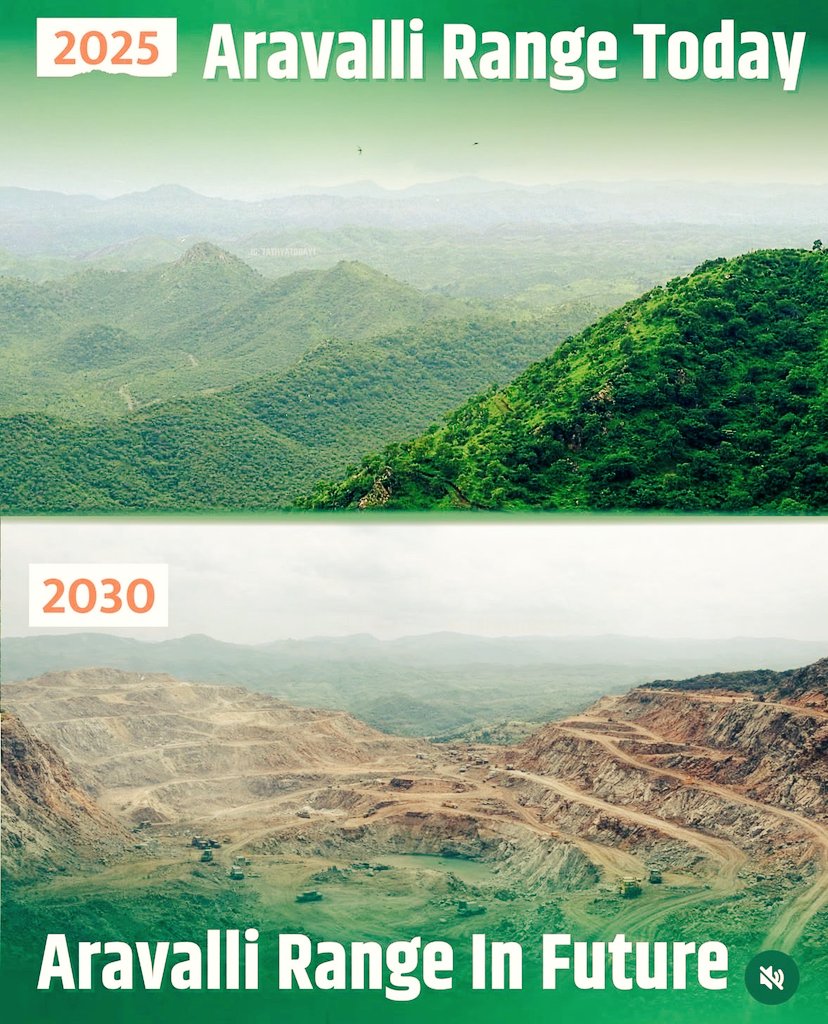 TheDarkhope6's tweet image. अरावली पर्वत श्रृंखला आज सिर्फ पहाड़ों की एक कतार नहीं है, बल्कि भारत की प्राकृतिक ढाल और पर्यावरण की रीढ़ है।

यह दुनिया की सबसे प्राचीन पर्वतमालाओं में से एक है, जो राजस्थान, हरियाणा और दिल्ली तक फैली हुई है और करोड़ों लोगों की ज़िंदगी को सीधे प्रभावित करती है।

👉अरावली क्यों…
