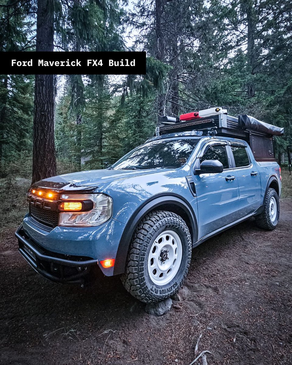 offroadium's tweet image. Balancing off-road capability with daily driver practicality is the real challenge. This Maverick FX4 nails it with a Packout camper system, quality suspension upgrades, and 31.5" tires offroadium.com/ford-maverick-…