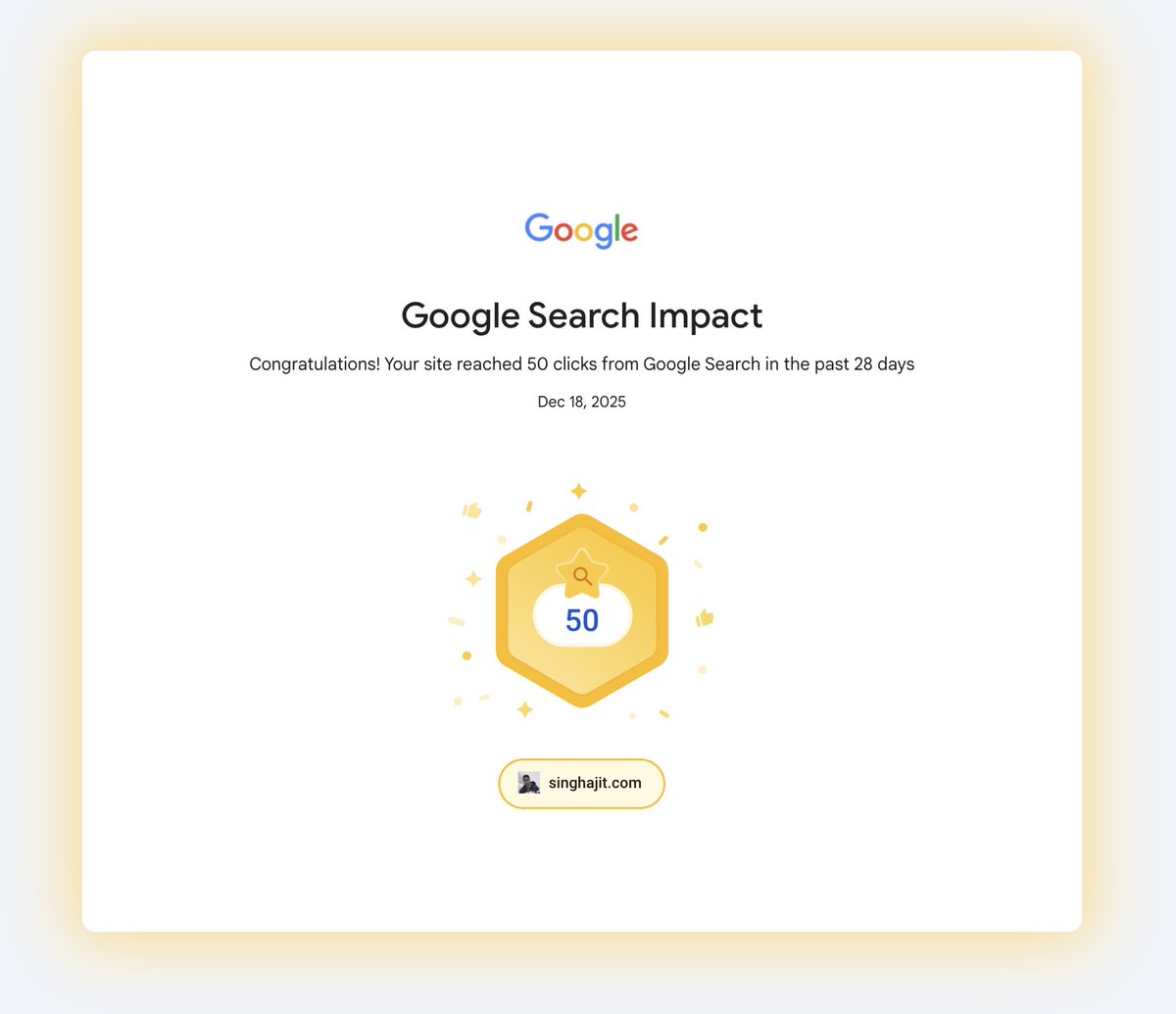 Ajit5ingh's tweet photo. What a beautiful day βΊοΈ
On to the next milestone π
#buildInPublic #techBlog #GoogleSearchImpact https://t.co/ALMh8oE9WX
