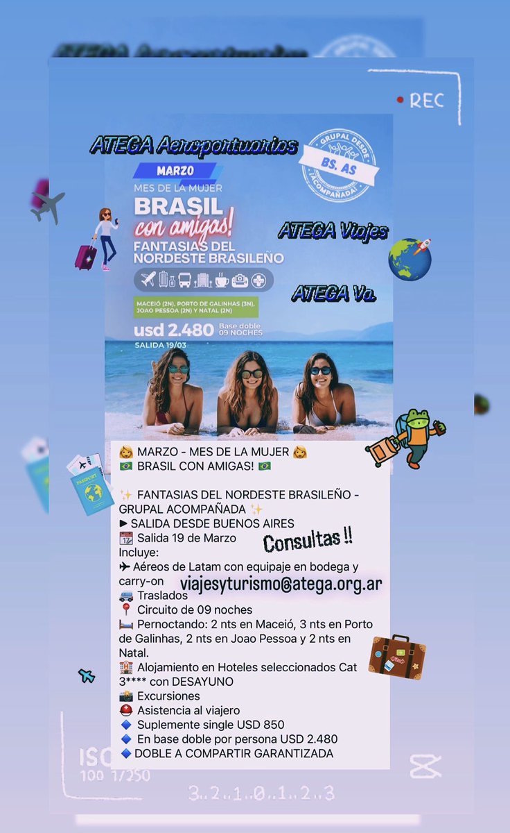 _ATEGA_'s tweet image. ‼️Viaja con ATEGA‼️ 
‼️Consulta Tarifas‼️ 
‼️ATEGA Viajes y Turismo‼️
‼️Todos los destinos‼️
‼️Tu Viaje es HOY‼️ 
‼️ATEGA Va‼️

✈️🚌🚲🏍️🚙⛴️🚁⏳💵 🏨😁🧳🏄🏿‍♂️⛷️🏖️🏔️

‼️Sabemos de Aeropuertos‼️
‼️Sabemos de Viajes‼️

👉viajesyturismo@atega.org.ar

#AtegaViajes #AtegaVa #ModoAtega…