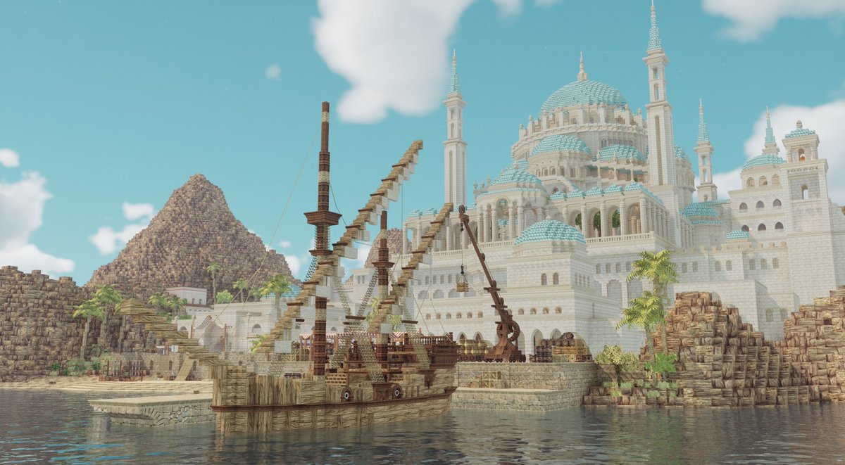 sesese_mc's tweet photo. 砂漠都エルンストの街並みを作りこんでいきます🕌
ようやくここまでこれた～～！

#Minecraft #MiniaTuria #ネロと旅人 https://t.co/DmQGnjpPBj