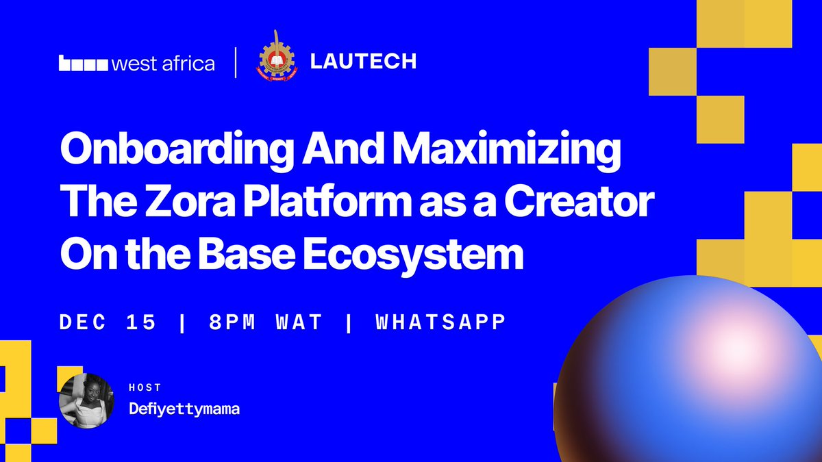 AdioYetty55743's tweet image. Last Monday, I held a Zora class for my community members @BaseInLautech 

The aim is to educate more newbies on creating contents that has value on the platform while monetizing it. 

Zora =&amp;gt; Tokenization. 

• Zora is like a voice to any creator (video, audio, photography,…