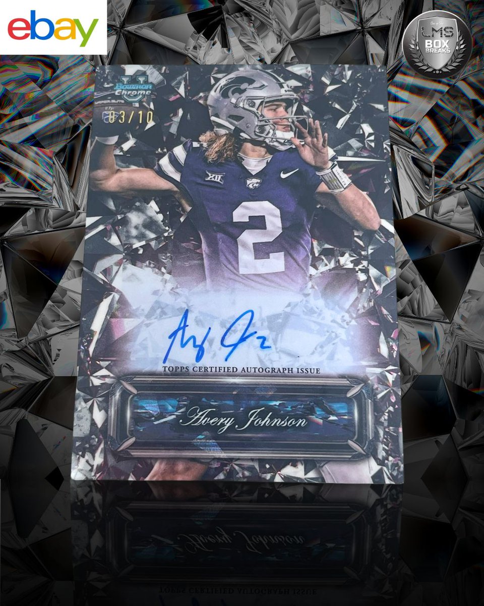 BoxLms's tweet image. 💎🏈 ABSOLUTE BANGER PULLED ON eBay LIVE! 🏈💎

Avery Johnson ✍️
🔥 Bowman Chrome U Auto
🔥 03/10 — SUPER SHORT PRINT
🔥 Topps Certified Autograph

Low-numbered heat like this doesn’t show up every day 😮🔥
Elite pull, elite moment, caught LIVE on eBay!