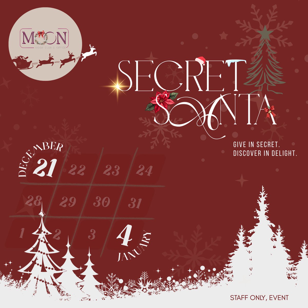 ️️
 ️️
 ️️          ⋆꙳•̩̩͙❅*̩̩͙‧͙ ‧͙*̩̩͙❆ ͙͛ ˚₊⋆
                 𝐒𝐄𝐂𝐑𝐄𝐓 𝐒𝐀𝐍𝐓𝐀 .ᐟ .ᐟ 
                 21/12 - 04/01/2026
                 ︵︵︵︵︵︵︵︵︵
 ️️
 ️️