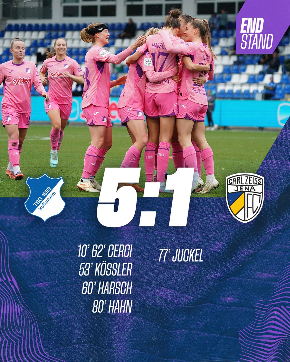 HoffeFrauen's tweet photo. Würdiger Schlussakt! 🥳
| 90+5‘ | 5:1 🟣 #TSGFCC 🟡 #TSGFrauen #DieLiga | https://t.co/ZLRZUwQjca