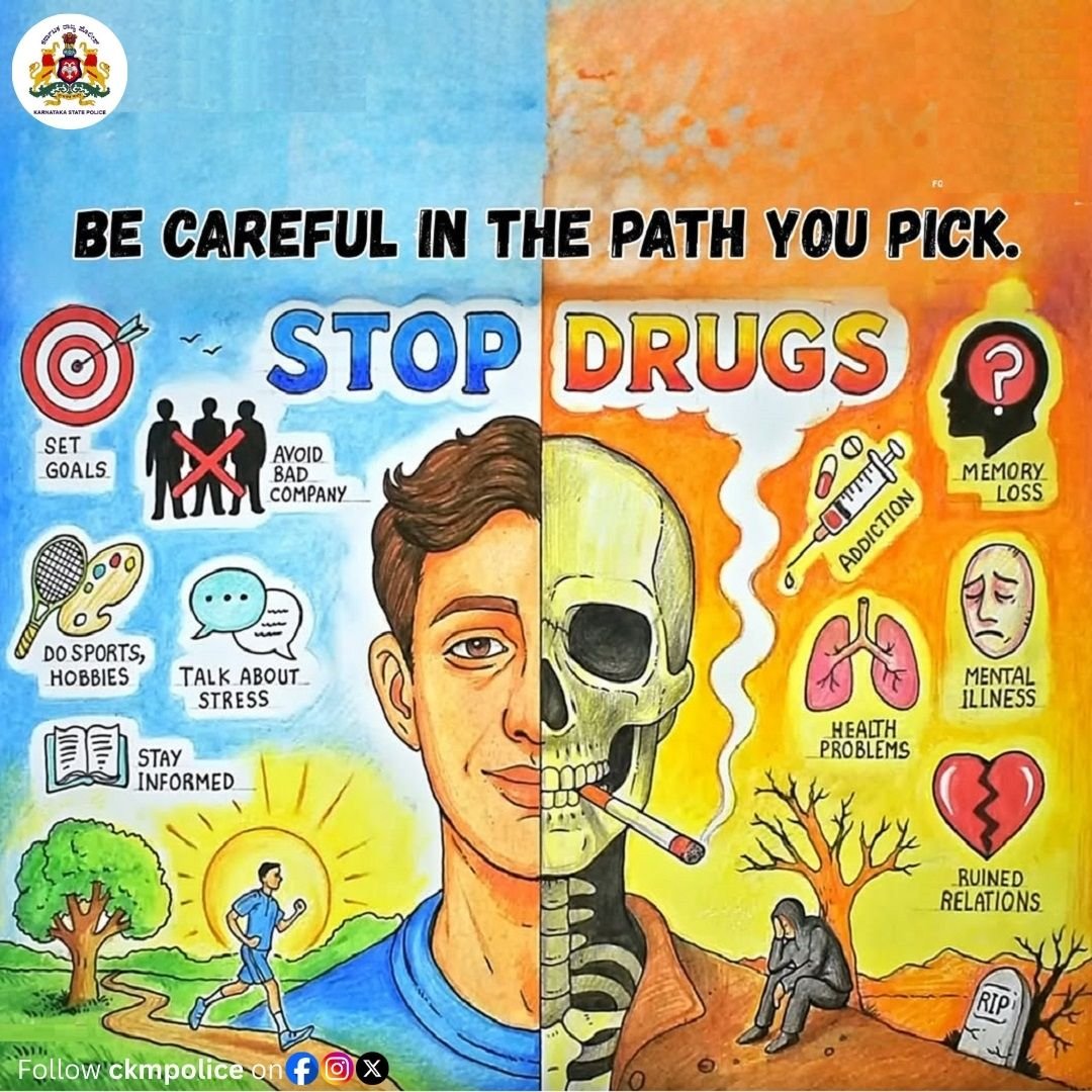 sphaveri's tweet image. "ನಿಮ್ಮ ಜೀವನದ ಆಯ್ಕೆಗಳು ಉತ್ತಮವೂ, ಆರೋಗ್ಯಕರವೂ ಆಗಿರಲಿ" #Haveripolice #stopdrugs