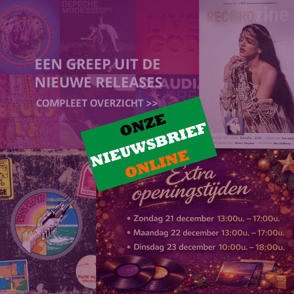 📷 Onze nieuwste nieuwsbrief staat online!
Met: mooie nieuwe én verwachte releases, de uitslag van de canvasverloting 📷, extra kerstopeningstijden 📷 én de nieuwste Recordzine (gratis af te halen, op = op!).
Lees 'm hier online: mailchi.mp/61cb7e64b744/e…