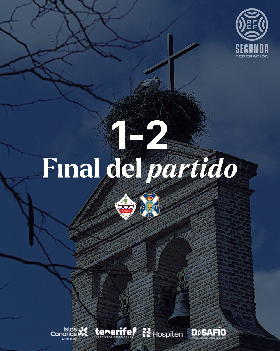 🔚 𝐅𝐈𝐍𝐀𝐋 | ➕3️⃣ en #Matapiñonera ¡Los #blanquiazules se despiden del 2025 con un gran triunfo a domicilio  ⚪️🔵!

<a href="/UDSanse/">U.D. Sanse</a> 1️⃣ - 2️⃣ #CDTenerifeB

🎯 Viti (x2)

#SanseTenerifeB #SegundaFederación <a href="/CDTOficial/">CD Tenerife 🏴󠁧󠁢󠁳󠁣󠁴󠁿</a> #DISAFÍO #LaBregaNosUne