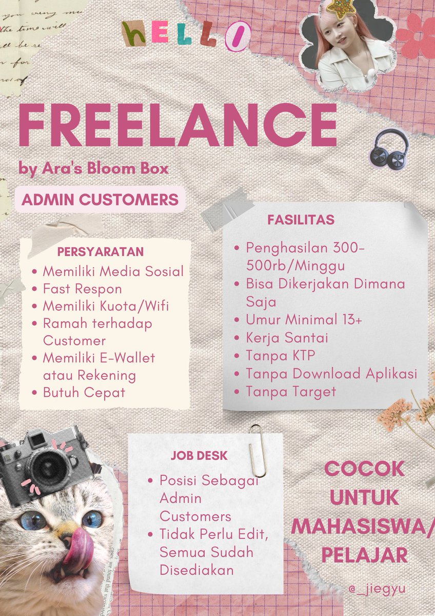 aejistroid's tweet photo. 🔥 OPEN FREELANCE ADMIN BUAT PELAJAR/MAHASISWA!

Kerja fleksibel yaa bisa disambii, jadi cocok banget buat pelajar yang mau sambil scroll² 😭💻✨

Penghasilan 300–500rb, bahkan tembus jutaan kalo konsisten 😳💸
Bisa +100k/hari!

DM buat join ya!

#zonauang #zonajajan #infoloker https://t.co/B0pufjefKE