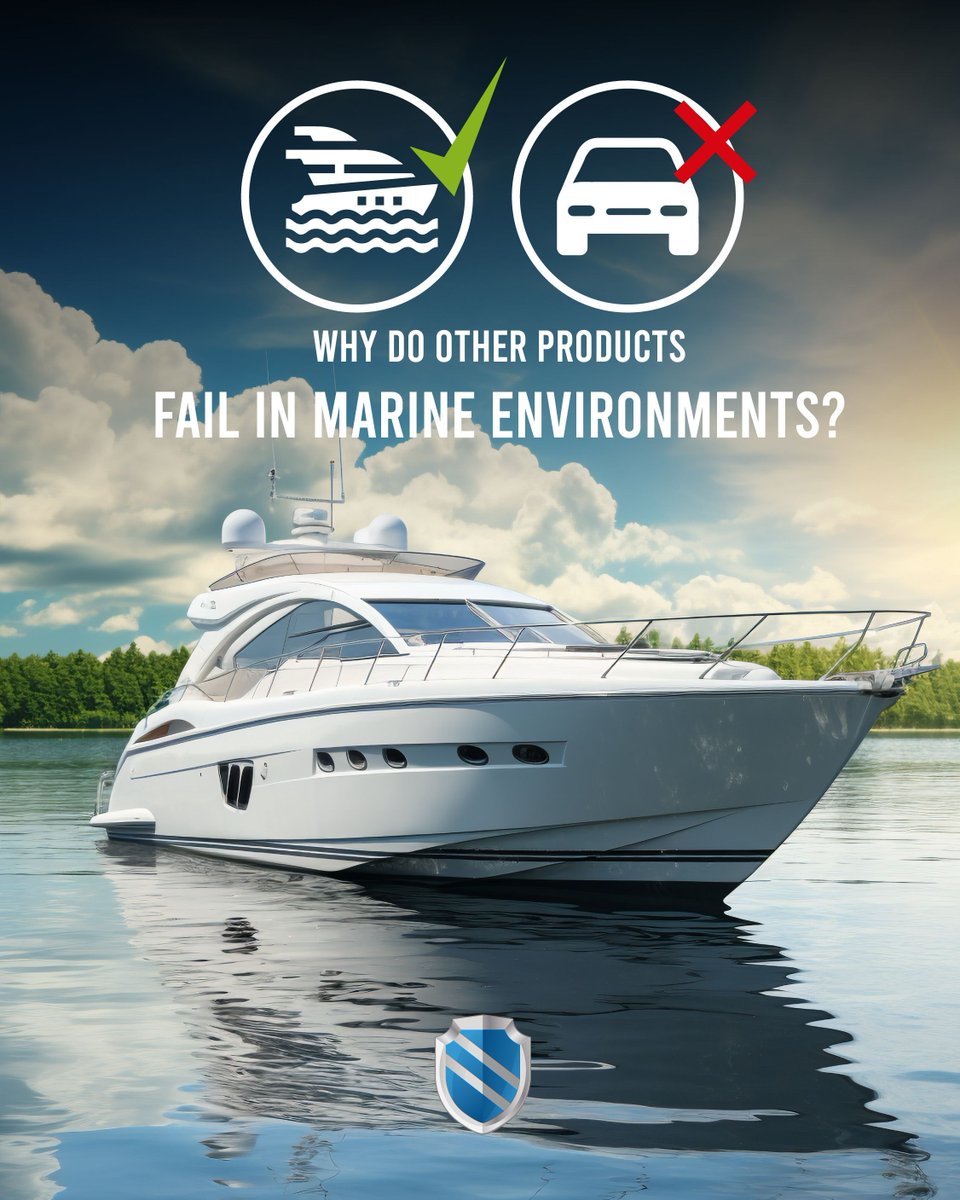 SeaShield's tweet image. Many assume automotive waxes or household cleaners can work on yachts. Unfortunately, marine conditions—salt, UV, humidity—are uniquely aggressive. Products not designed for these elements degrade quickly, offer little protection, and can even harm surfaces.
.
Your yacht is a…