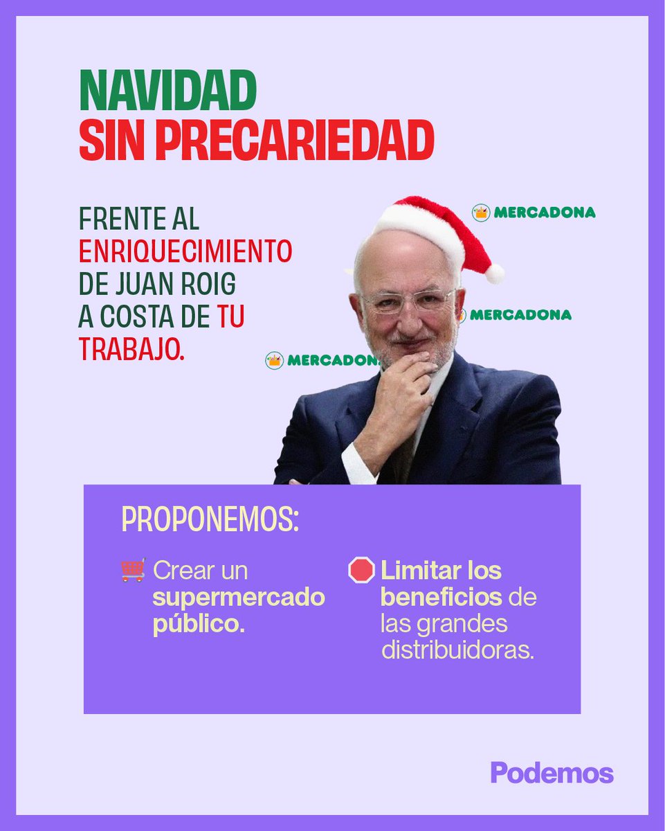 Julio_Rodr_'s tweet photo. Hay que bajar los alquileres por ley.
Hay que crear un supermercado público y topar márgenes.
Hay que crear una empresa pública de energía.
Hay que derogar la ley 15/97 y revertir la privatización de la sanidad.
Porque lo peor es la inacción. Por una #NavidadSinPrecariedad https://t.co/p1pkbQkgW5