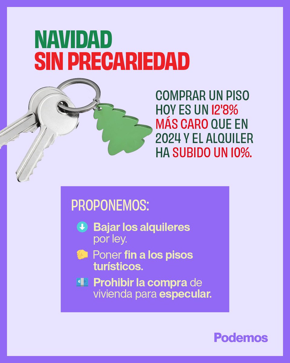 Julio_Rodr_'s tweet photo. Hay que bajar los alquileres por ley.
Hay que crear un supermercado público y topar márgenes.
Hay que crear una empresa pública de energía.
Hay que derogar la ley 15/97 y revertir la privatización de la sanidad.
Porque lo peor es la inacción. Por una #NavidadSinPrecariedad https://t.co/p1pkbQkgW5