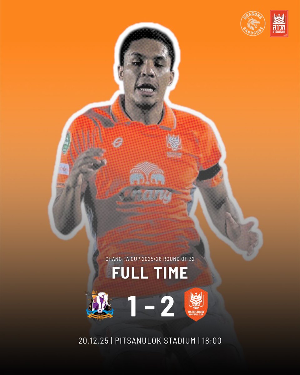 Full time : Ratchaburi comeback

Pisanulok 1-2 Ratchaburi

[1-0] Okana 77’
[1-1] Denilson 90+3
[1-2] Tossawat 90+8

#ChangFACup #PLFCvRBFC #RoadToAsia #RatchaburiDay