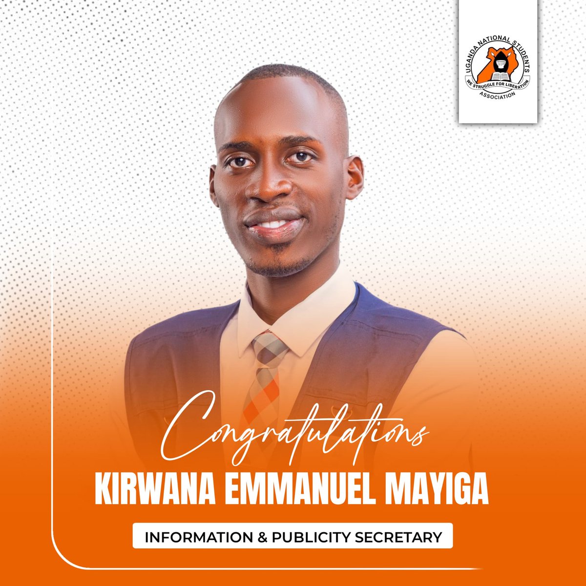 Bishopianleague's tweet photo. Congratulations Rt. Hon. @mayigaemmanuel4 on winning the @unsaugofficial elections as Publicity Secretary. Wishing you all the best in your new role 😊
Kirwana Emmanuel is a member of @MuzingoFC18 https://t.co/GwqSDy3sCR