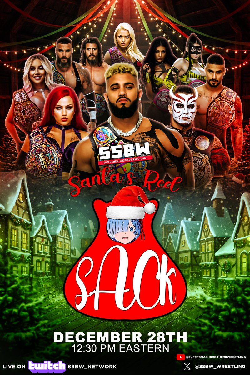 THE OFFICIAL SSBW SANTA'S RED SACK PPV POSTER! #SSBW #EFED #WWE2K25 #CAWUNNITY #SANTASREDSACK #CHRISTMAS #REM #REZERO #PPV #PPVPOSTER <a href="/TheDiamond_JJ/">“The Diamond” James Joseph</a> <a href="/MckayAshley123/">👸 𝐀𝐒𝐇𝐋𝐄𝐘 𝔐ℭ𝔎𝔄𝔜 😈</a> <a href="/KageokiSan/">Logerest</a> <a href="/SarahAceWWE_XCW/">(The Beautiful) SARAH ACE (ABBIOTT)</a> <a href="/TheMainMUUNE/">𝐊𝐲𝐨𝐢𝐫𝐚 𝐌𝐮𝐮𝐧𝐞</a> <a href="/hellsluckycharm/">「 ✦ ᴍɪʟᴀɴɪɪ ᴍɪʀᴀᴇ ✦ 」</a> <a href="/Baronesa1980/">Baronesa ⚧ - baronesa1980.bsky.social</a>