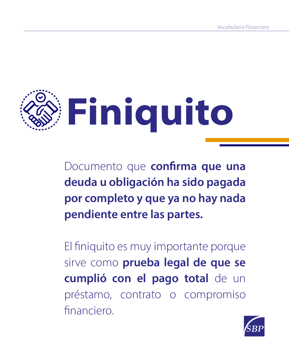 El “Vocabulario Financiero”, son contenidos orientados a fortalecer el conocimiento sobre términos clave del mundo de las finanzas.

Entender los conceptos básicos financieros le ayudará a tomar mejores decisiones más informadas.

#SBPteInforma #VocabularioFinanciero