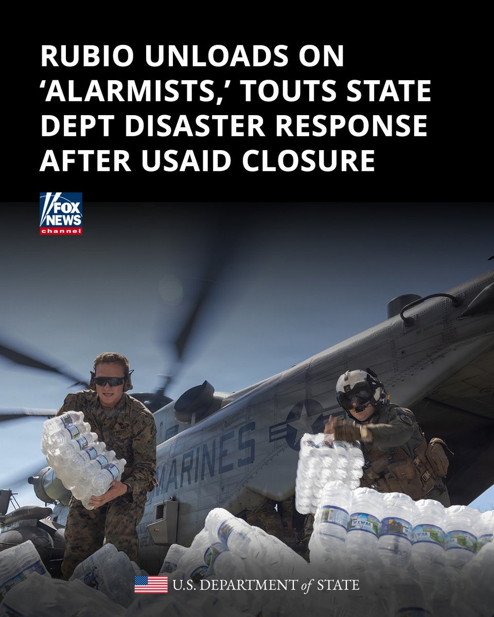 StateDept's tweet image. Alarmists in politics and media said closing USAID would result in ruin. Nearly a year later, they've been proven wrong.

We realigned foreign relief with national interests, refined disaster response capabilities, and leveraged the ingenuity of American companies to save lives.