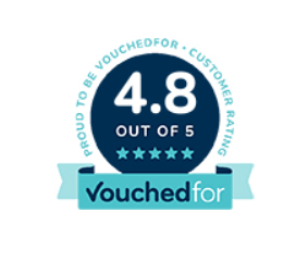 Our clients give us an average score of 4.8 out of 5 on <a href="/VouchedFor/">VouchedFor</a>. The leading independent professional rating and review service.