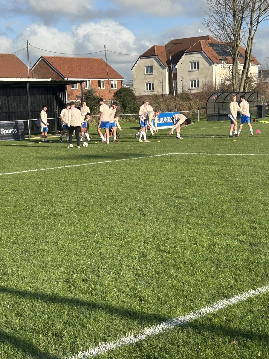 The lads getting warmed up and ready for today’s fixture