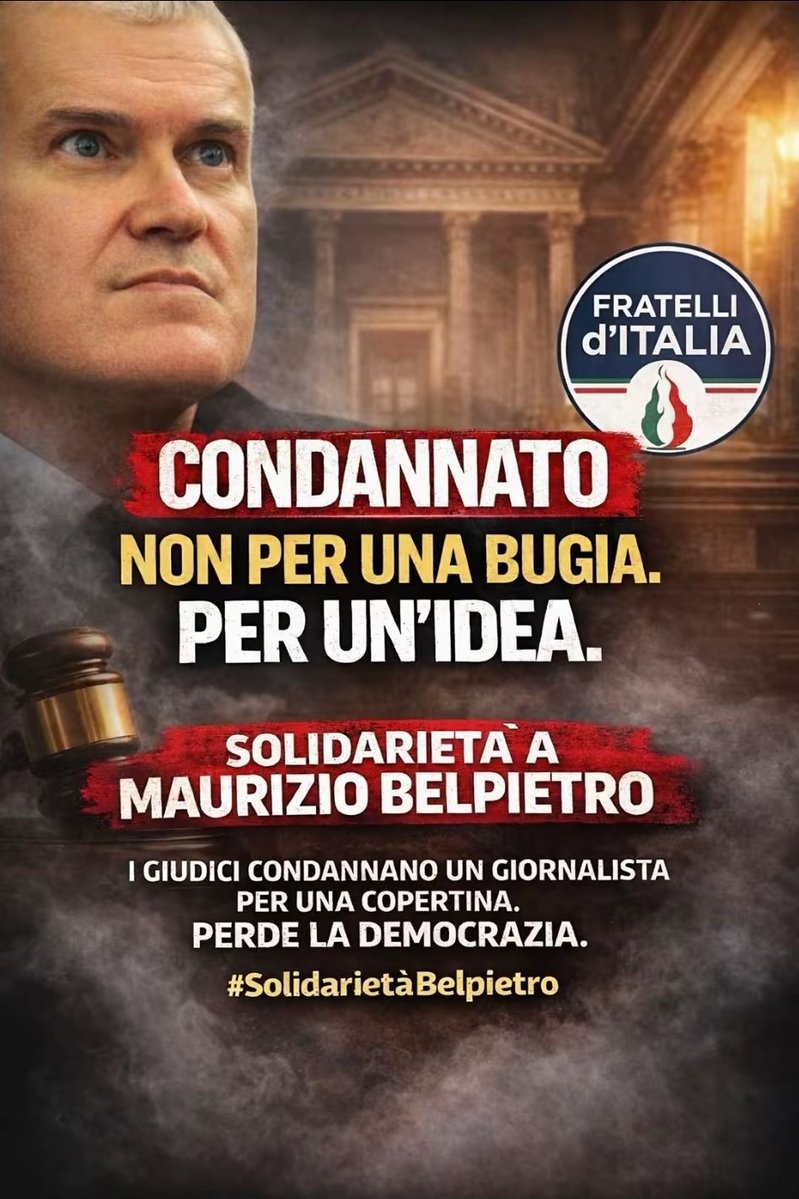 avila92796's tweet image. Se succedesse a un giornalista di sinistra, sarebbe un attacco alla libertà di stampa; siccome è successo a Belpietro, allora viva il giudice che lo ha condannato.
Ecco perché la destra mi fa incavolare quando manifesta solidarietà per un comunista.