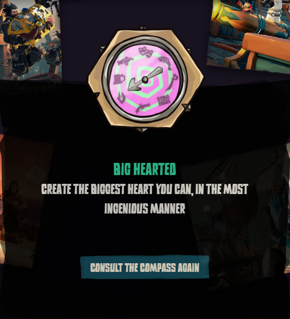 WoodheadSot's tweet photo. Compass Of Chaos 5!! Today’s challenge was simply incredible fun to do !!
We completed 10 FDDs and then headed to the Shores of Gold to complete this heart, in which we wrote the most beautiful Christmas gift we could be given. 
#BeMorePirate @SeaOfThieves #CompassOfChaos https://t.co/o2ytZw4PP1