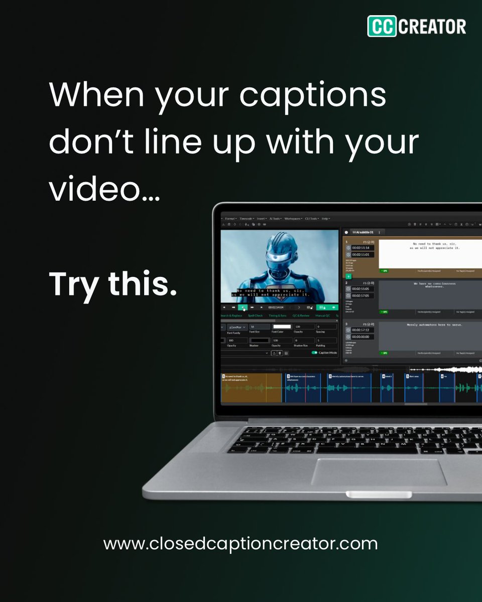 CCCreatorApp's tweet photo. With dedicated timing tools and Automatic Sync - Closed Caption Creator is a great option for users who need to review and fix subtitles.

https://t.co/WrDlTglAUU
#closedcaptioning #subtitleediting #timingtools #automaticsync #videoaccessibility https://t.co/ALUJYk739N