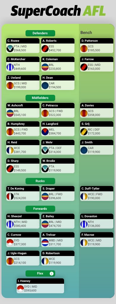 ChatSherrin's tweet photo. My first ever SuperCoach team is ts good or nah 🙏 https://t.co/M7j4OCTIVo