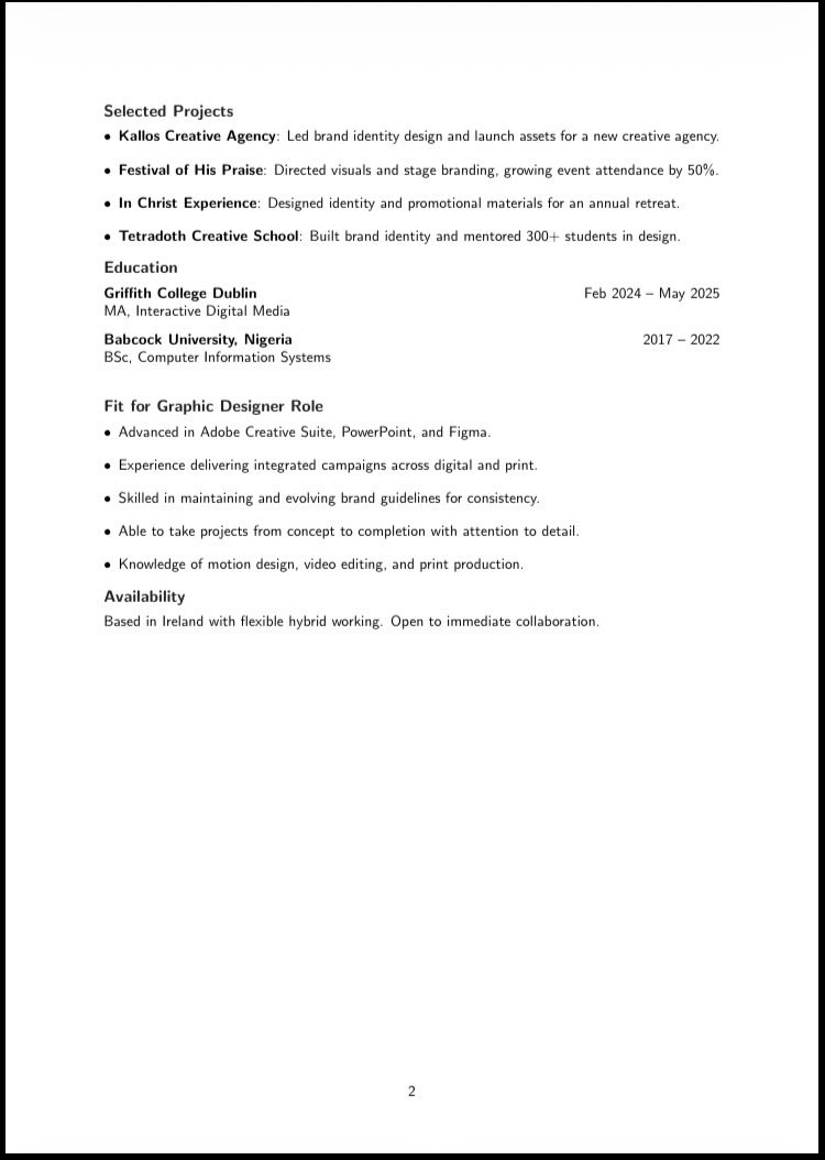 <a href="/PayPal/">PayPal</a> <a href="/OpenAI/">OpenAI</a> Just shooting my shot,

PayPal, do you have a Visual design marketing team cause I am a visual designer living in Ireland. It’s going to be a dream come through to work for you. Here’s my cv and portfolio. Please hire me😂🥹🥹🥹🙏🏾.

nifemiag.framer.website