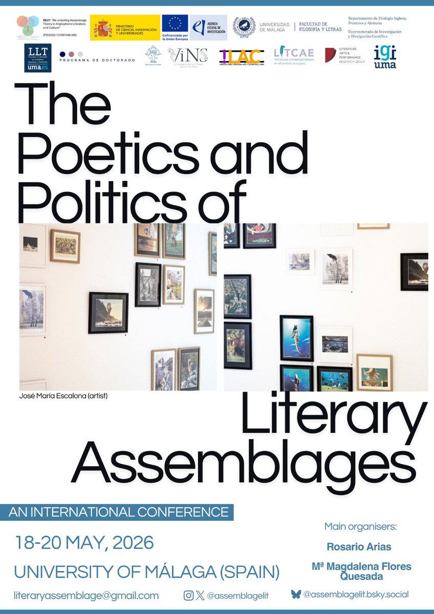 assemblagelit's tweet image. Do not forget that the #CfP for our upcoming International Conference "The Poetics and Politics of Literary Assemblages in the Anglosphere" (18-20 May 2026 at @InfoUMA) is still open! We accept abstracts until 19 January!
Full CfP: literaryassemblage.com/events/