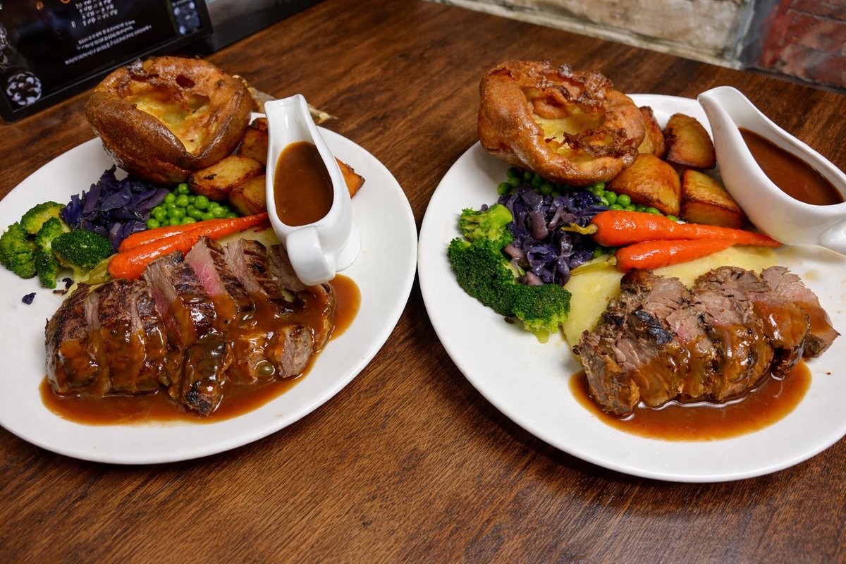 Sunday roast, a meal typically eaten on Tuesdays in England, is available seven days a week here. 

But on the sabbath, we add soup, dessert and coffee to make you so full you will need a nap.