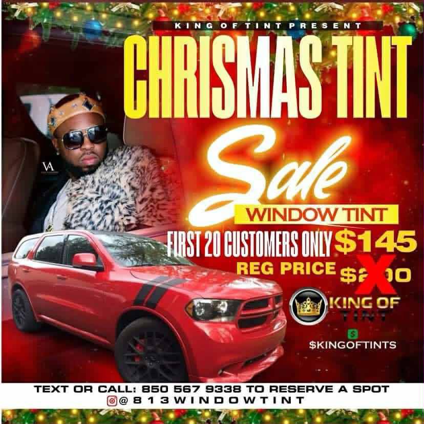 Tallahassee 🥂🎅🏾🎄🎁
👑 King of tint 👑 returns with a Christmas special cars (sedans)only $145 for FULL CAR tint Text word “ SALE” to 850 567 9338 for a slot #Windowtint