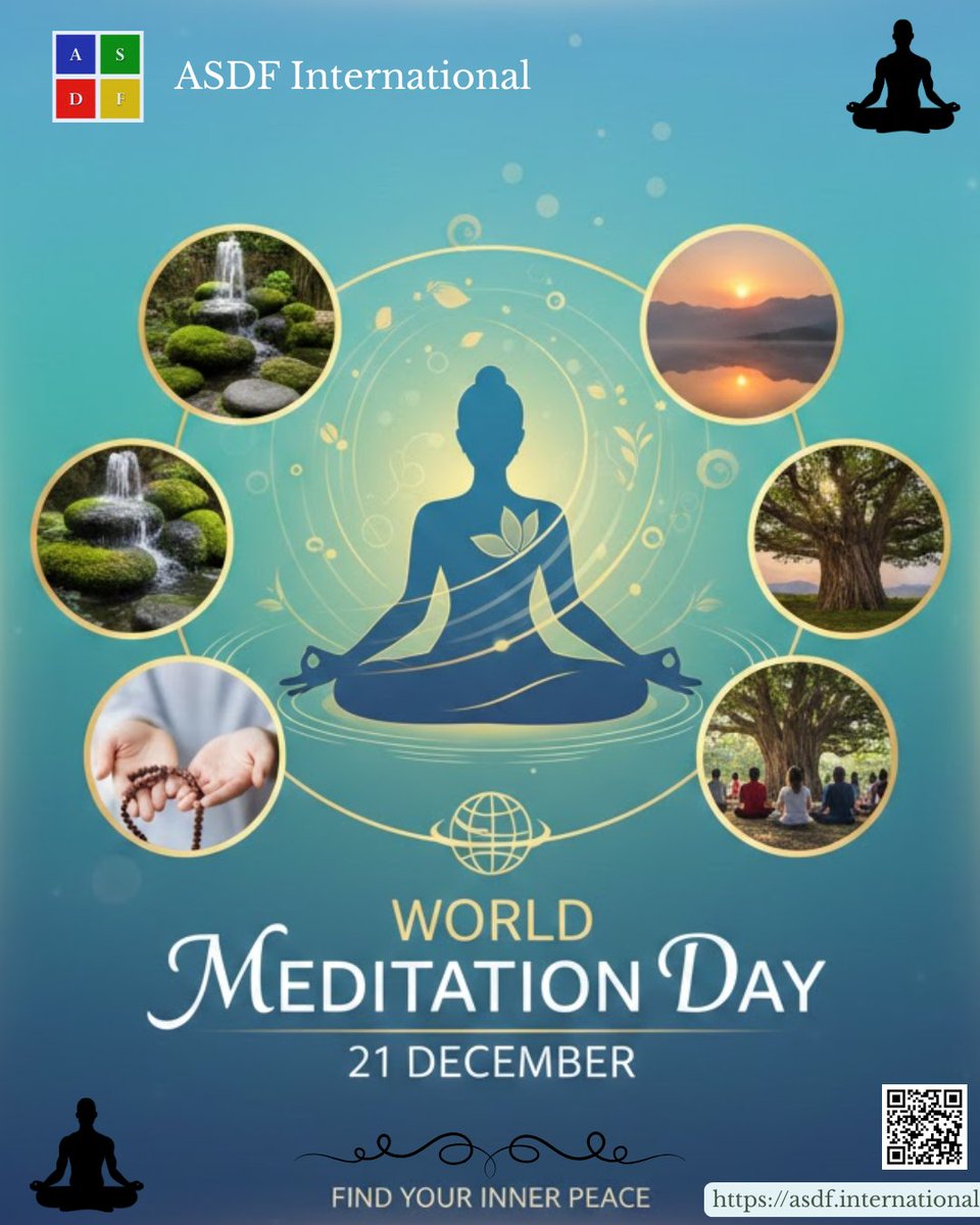 ASDFInt's tweet photo. World Meditation Day, December 21st 2025.
The World is Wild. Your Mind Doesn't Have to Be. Invest in Calm.๐๏ธ
#WorldMeditationDay2025 #StillnessMovement #WorldPeaceStartsWithin #MeditationForMentalHealth #MindBodySoulBalance #StressLessMeditateMore #DailyDoseOfZen #ASDFInt https://t.co/e28wyiRTKq